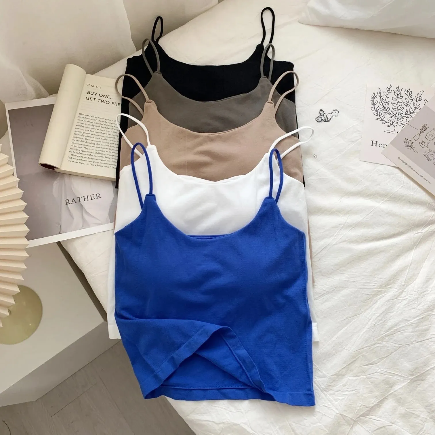 Zjaiss 2026 Summer Pure Desire Sexy Camisole Top Adjustable Spaghetti Strap Crop Top Women's Solid Color Y2K Tank Top — image 3
