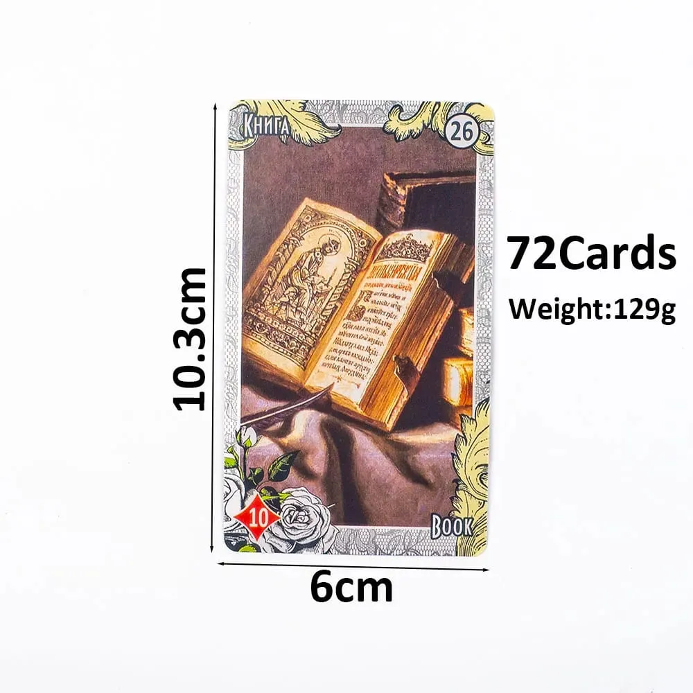 72Pcs ЛЕНОРМАН ВИНТАЖНЫЙ СТИЛЬ LENORMAND ORACLE Russian Visions Tarot Divination Fate Deck Board Game Card For Family Party