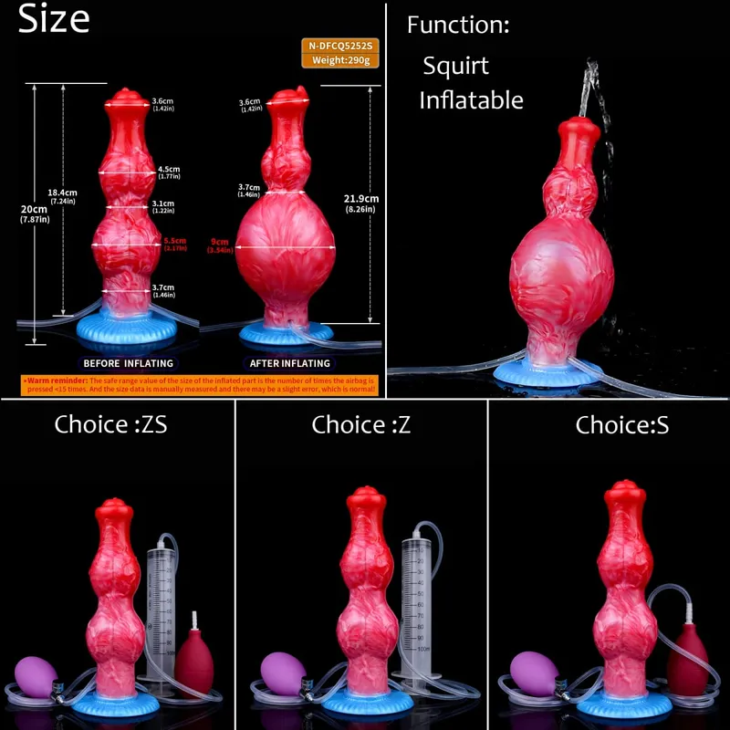Silicone Inflatable Ejaculation Knot Dildo Adjustable Girth Squirting Fantasy Horse Penis Adult Sex Toys Anal Dilator