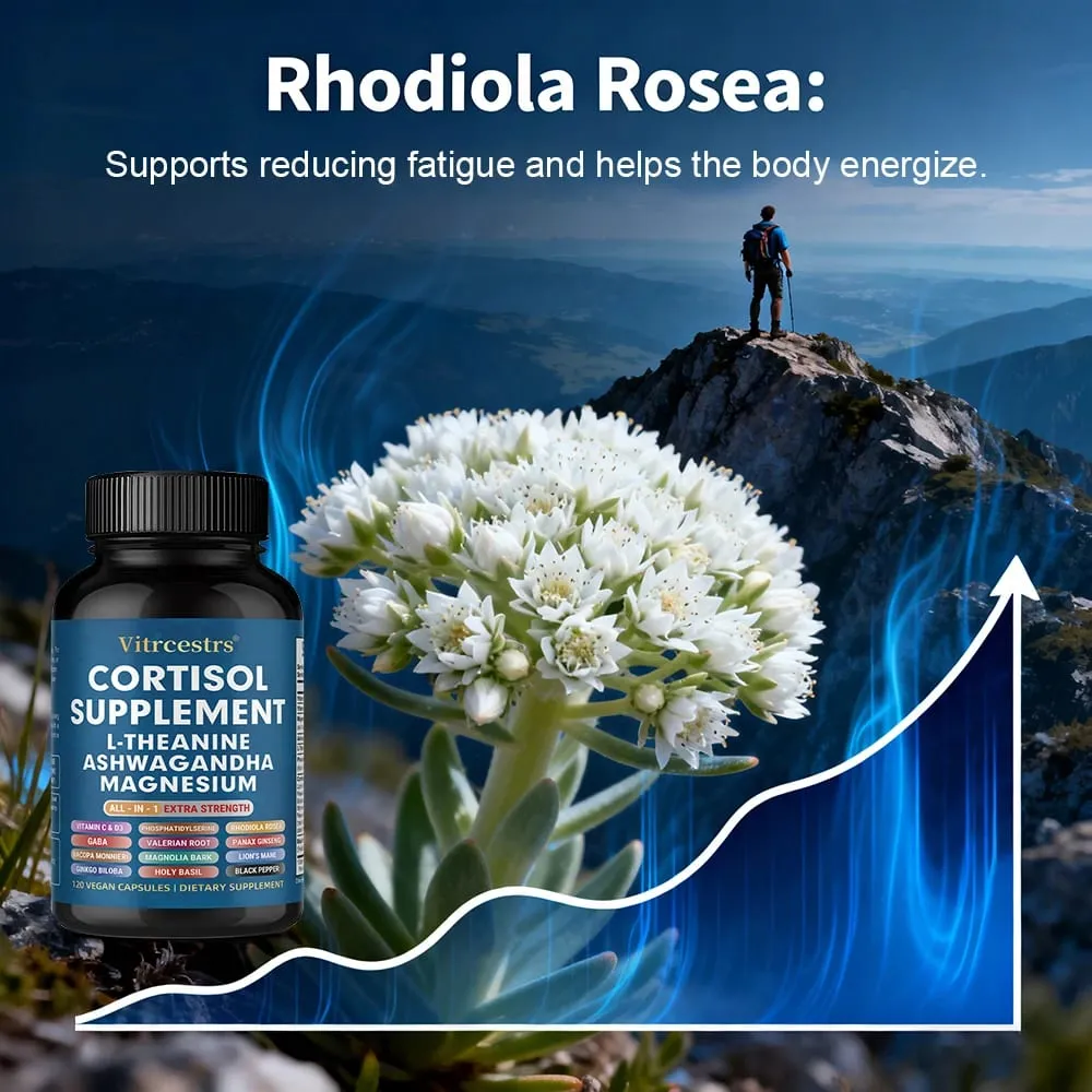 Cortisol Complex Capsules with Ashwagandha L-Theanine & Magnesium Stabilize Mood Supports Relaxation Calm & Daily Wellness