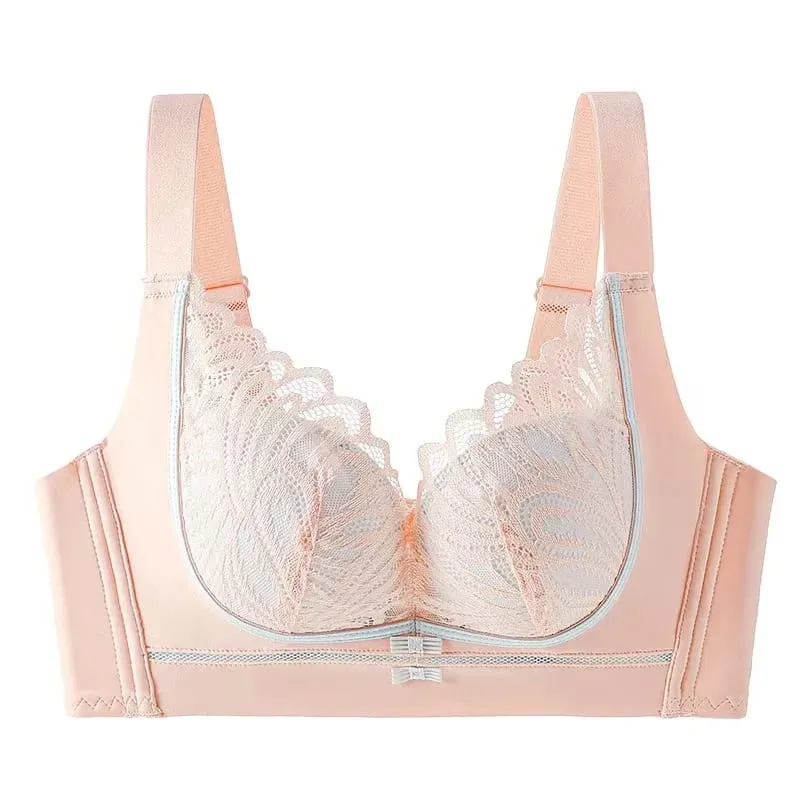 Sexy Lace Push-Up Lingerie Bra for Small Breasts Anti-Sagging Adjustable Beauty Back Non-Underwire Gathering Bra