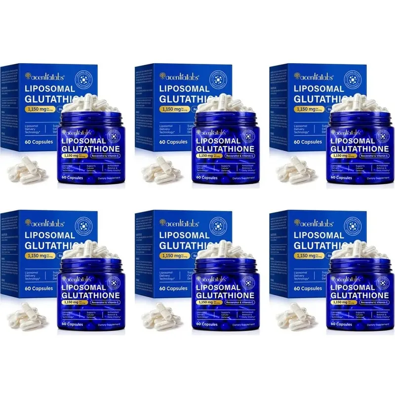 脂質體穀胱甘肽膠囊含白藜蘆醇維生素 C，用於抗氧化防禦、免疫和細胞支持 60 粒膠囊