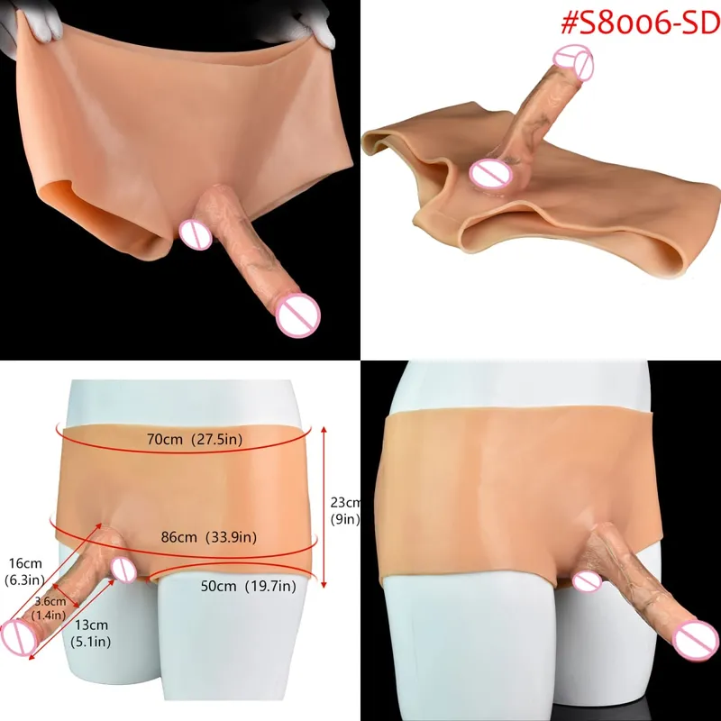 Black Nude Strapon Big Realistic Ejaculation Dildo Silicone Squirting Panties With Simulated Solid Penis Sex Toy For Women