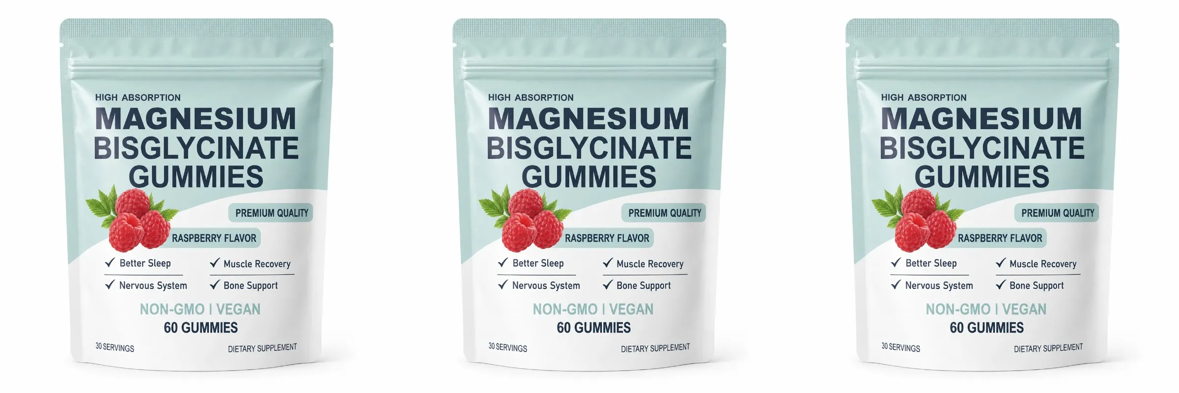 High Absorption Magnesium Bisglycinate Gummies Vegan Raspberry Flavor 60 Count Support Muscle Bone Health Non GMO Gluten Free