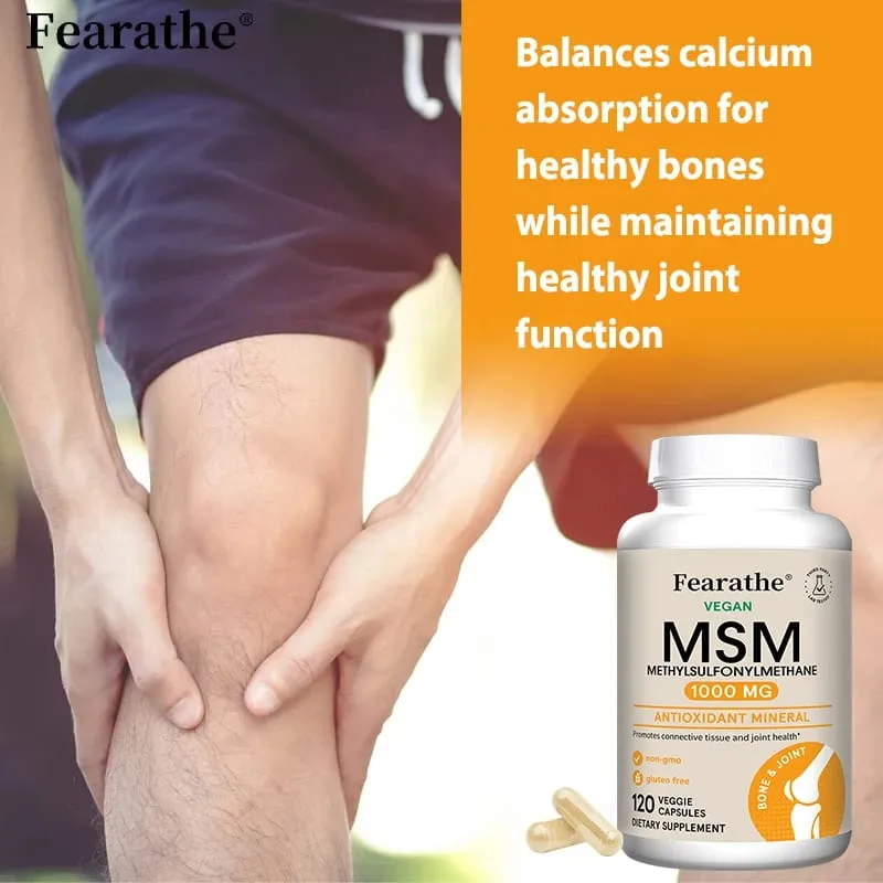 Ang Fearathe Methylsulfonylmethane(MSM)1000 Mg Antioxidant ay Nagtataguyod ng Joint Health Balanced Calcium Absorption Non-GMO Gluten-free