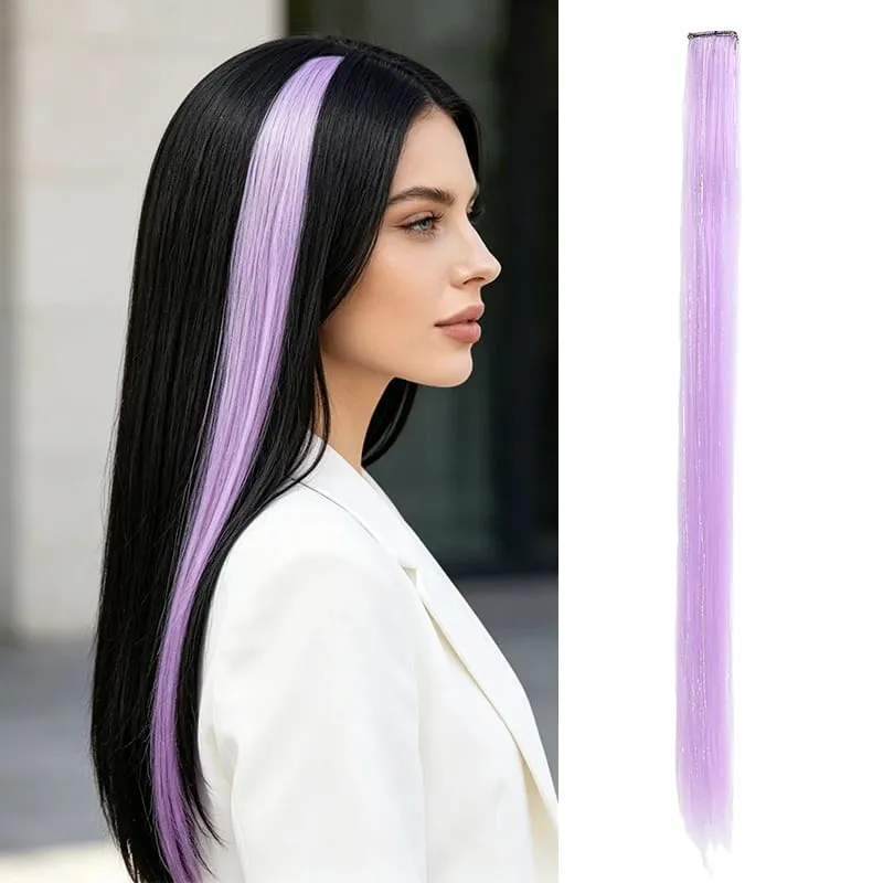 BB Clip in Synthetic Hair Extensions with Laser Silver Threads Colorful Shiny Hair Pieces for Party Daily Use No Damage — image 12