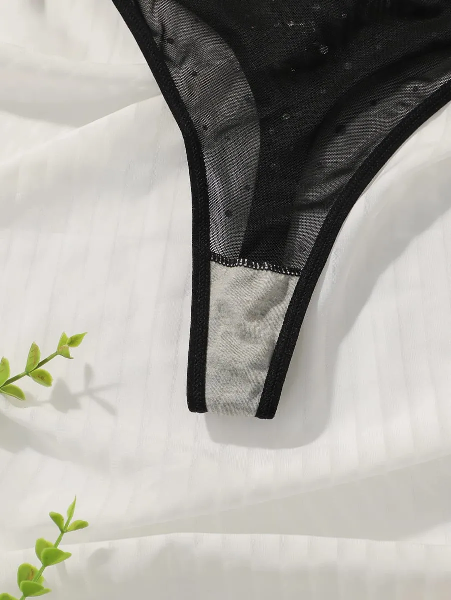 Sexy Black Lace Sequin Bra and Panty Set Women's Push Up Underwire Non Padding Lingerie Set for Valentine's Day S-XL — image 5