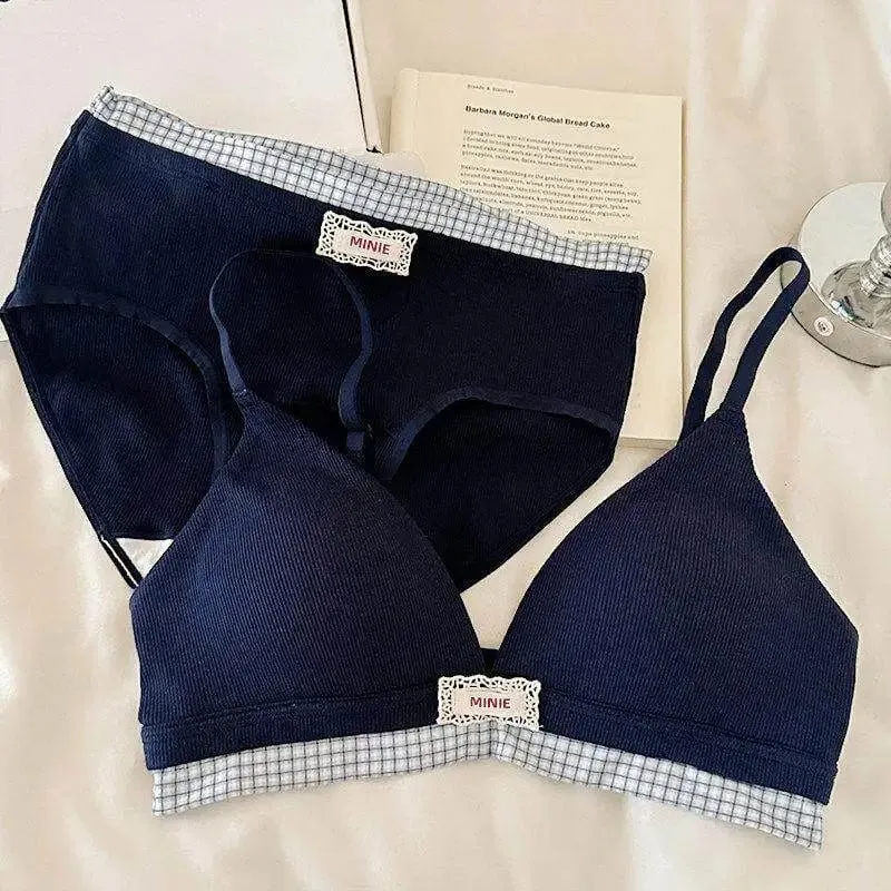 Summer New Sweet Modal Cotton Bra Set Wirefree Lift & Support Small Bust Gathering Anti-Sagging Large Cups Sexy Slimming Look