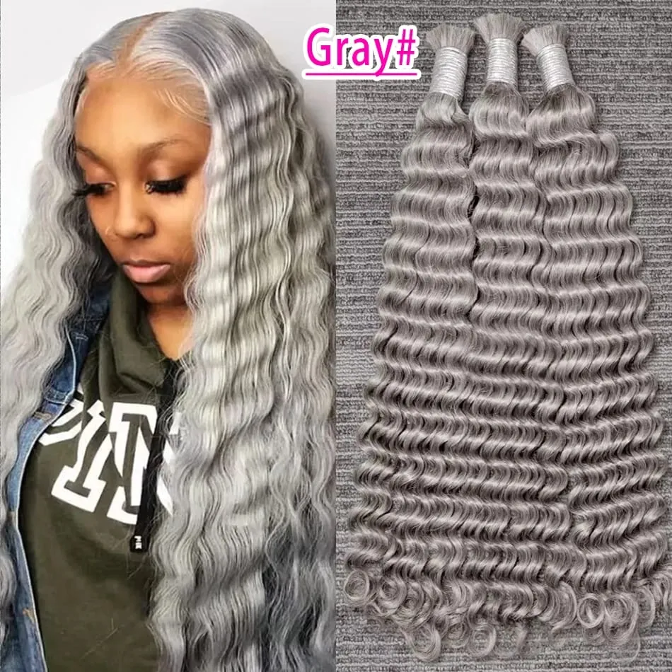 100% Human Hair Deep Wave Bulk Hair No Weft Bundles For Braiding Brazilian Virgin Hair Natural Wave Curly Hair Extensions Remy H — image 19