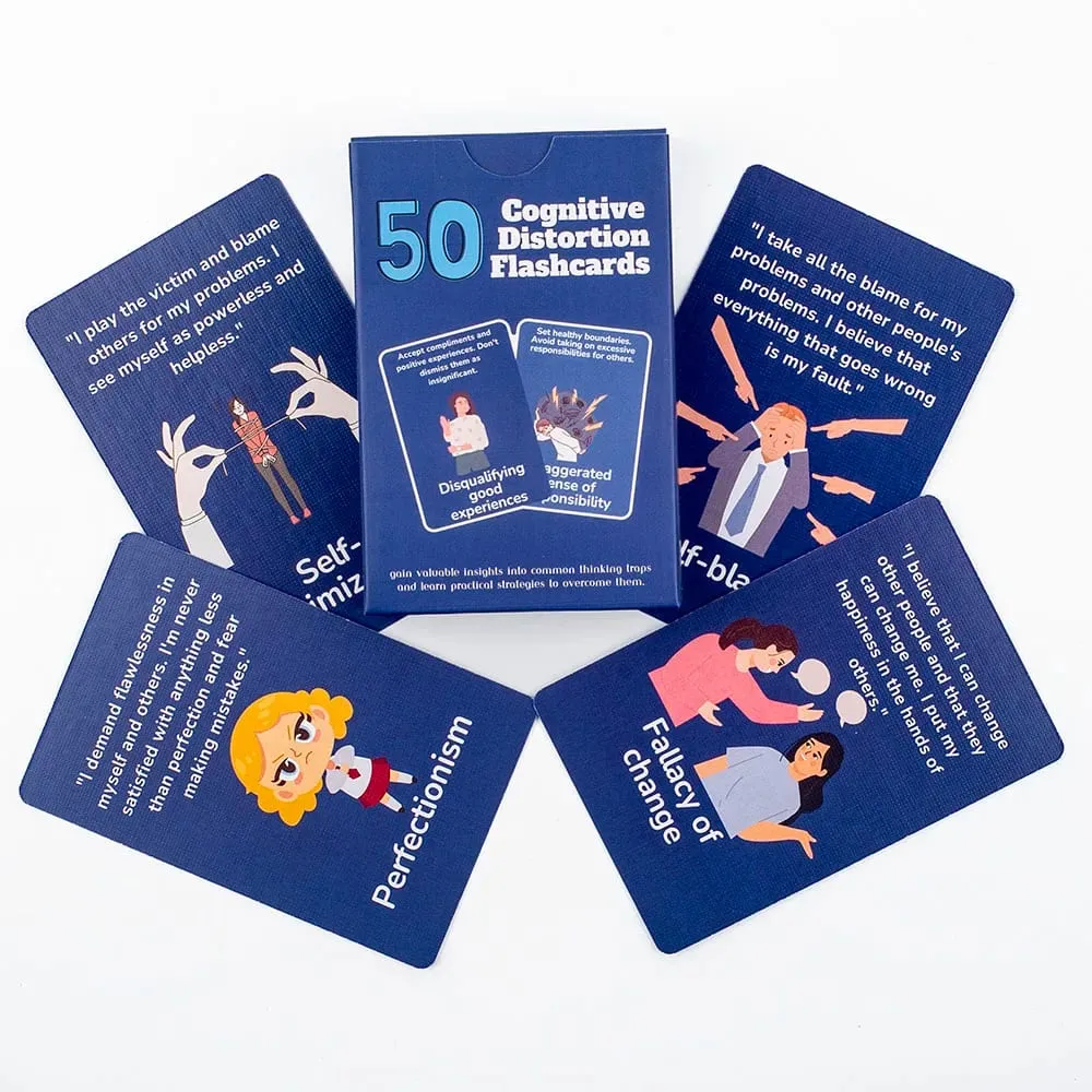 50 Cognitive Distortion Flashcards Identify Thinking Traps Practical Mental Wellness Strategies Emotional Management Board Game — image 5
