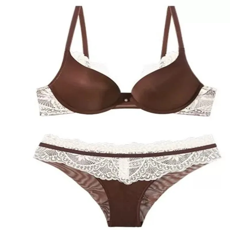 Ladies Lace Underwear Set Push Up Bra Anti Sagging Support Soft Underwire Lightweight Comfort Fashion Women Lingerie Set