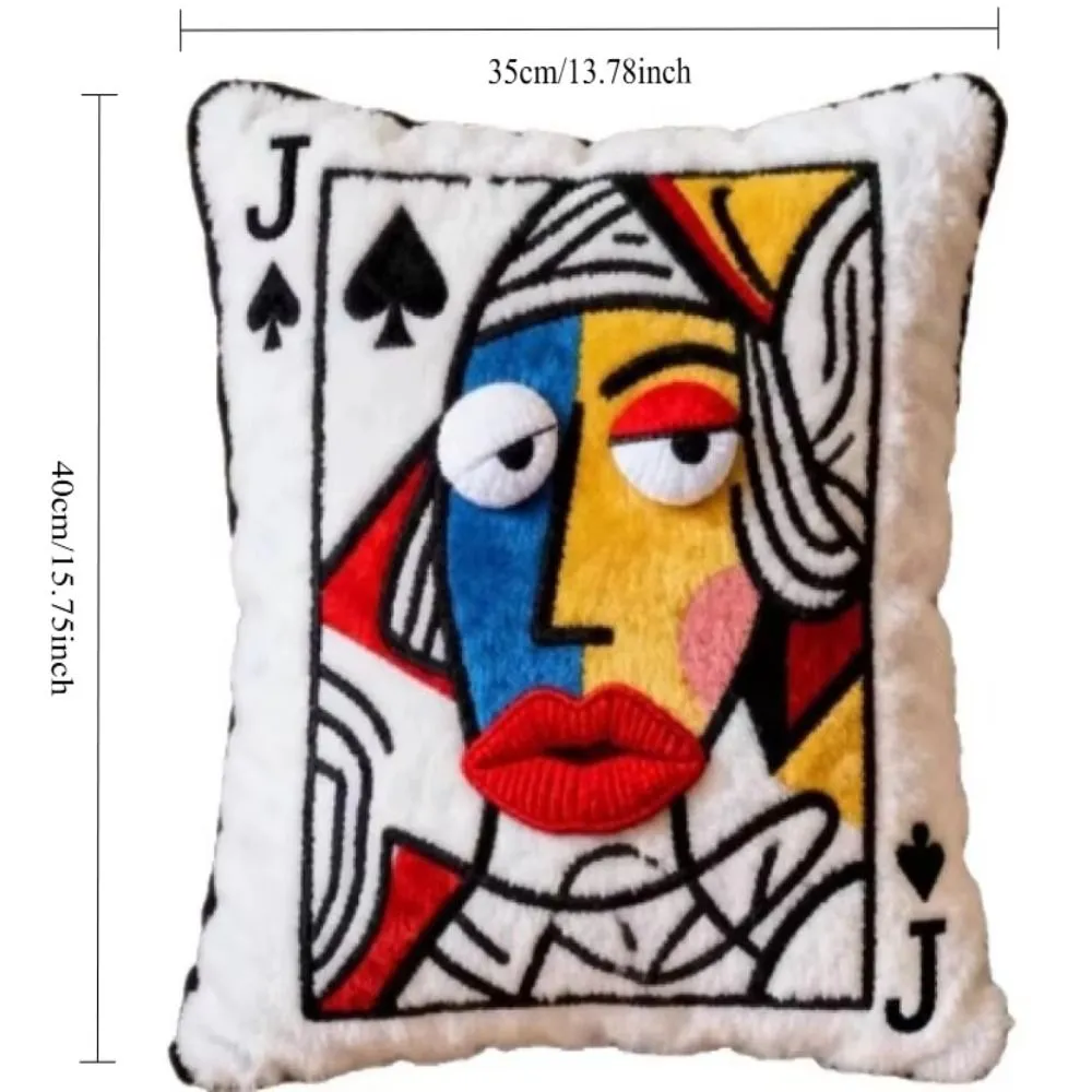 Patchwork Style Poker Card Cushion 3D Big Eyes Card Game Theme Plush Cushion High-Value Design Patchwork Pillow Gift Giving — image 6