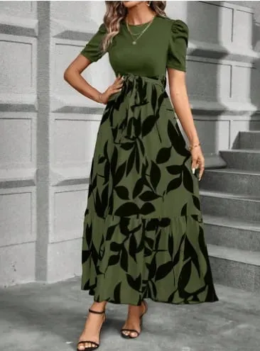 Women Dresses 2026 Spring Summer floral printed round-neck elegant dress exotic vacation style women's clothing vestidoes — image 10