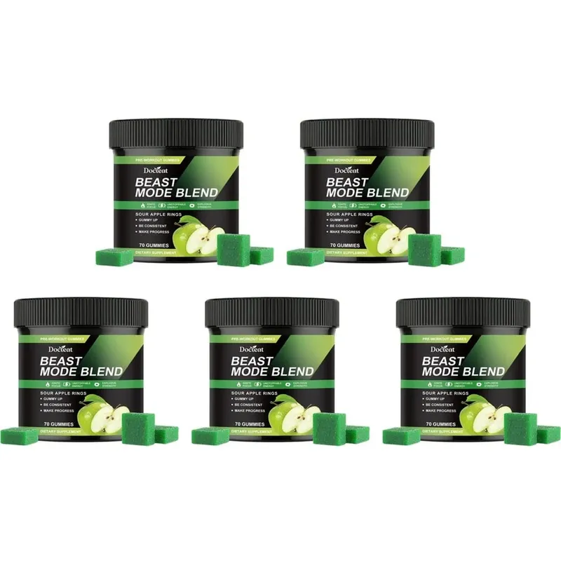 Docteat Beast Mode Blend Pre Workout Gummies Energifokus & uthållighet Stöd för styrketräning och aktiva gym dagar 70 Count — image 11