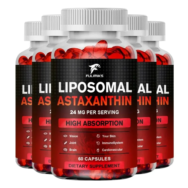 Liposomal Astaxanthin Capsules with Phosphatidylcholine Support Antioxidant Brain Eye Cardiovascular Joint & Skin Health