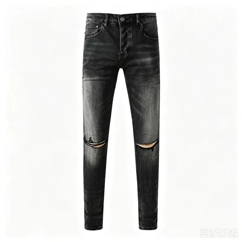 Luxury Streetwear Men's Jeans Americans Style Holes Long Trousers Quality Male Stretch Slim Pants Skinny Trousers — image 13