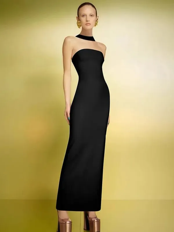 Abito aderente con fasciatura estiva maxi bianco rosso con scollo all'americana sexy per celebrità da donna 2025 Abito elegante da sera per club