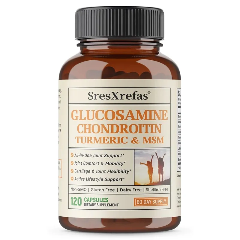 Glucosamine Chondroitin MSM Turmeric Capsules Supports Hips Knees Joint Bone Cartilage Health & Mobility Flexibility