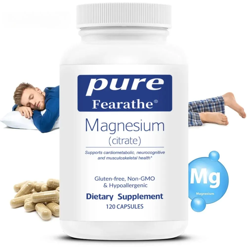 Magnesium Citrate Capsules Support Daily Muscle Nerve Bone Heart Sleep & Metabolic Wellness Assist Body Relaxation