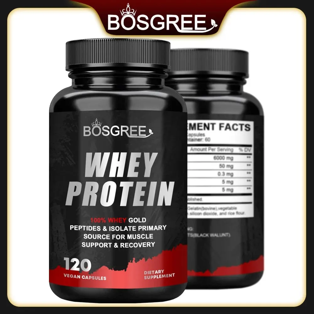 Whey Protein Capsules - Contains 6000mg of Protein - Balanced Muscle Health Boost Immunity and Support Post-exercise Recovery
