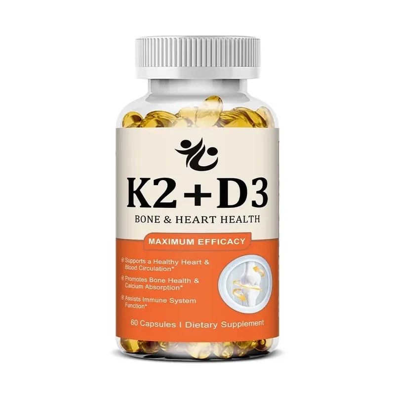 Vitamin D3 5000 IU + K2 MK-7 100mcg Capsules Support Nutrient Absorption Metabolism Bone Heart Health & Immune System — image 8
