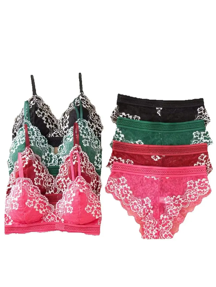 Sexy Lace Lingerie Set Thin Mold Cup No Steel Ring Comfortable Push Up Bra Set For Women
