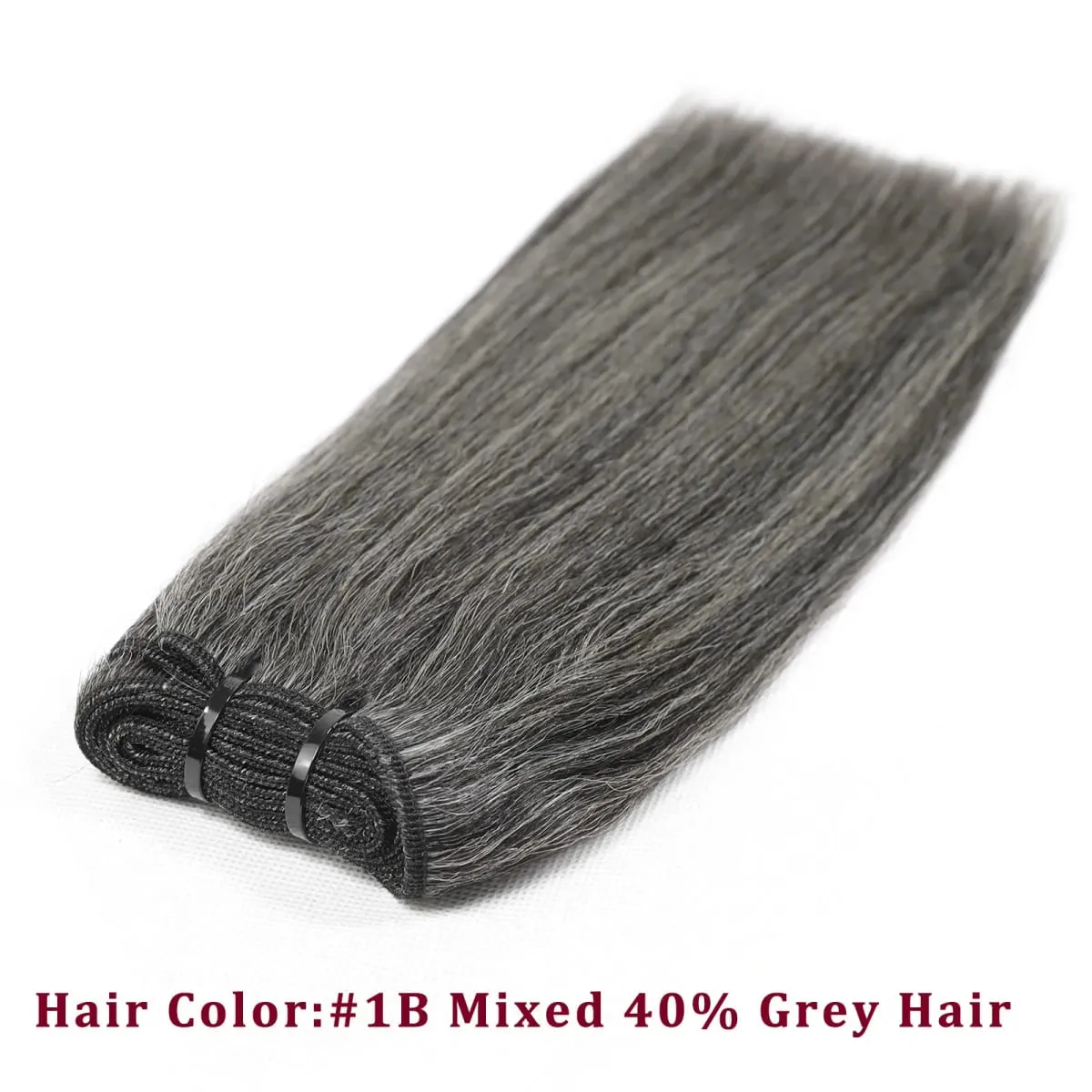 Yaki Straight Salt And Pepper Human Hair Bundles 12Inch Double Drawn Virgin Brazilian Hair Extensions For Women 100g/Pack — image 5