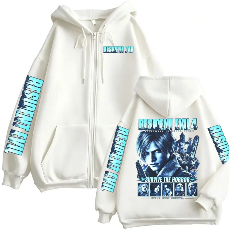 Resident Evil Requiem Zip Up Hoodies Leon Kennedy Horror Game Zipper Hoodie Men's Women Harajuku Classic Jacket Sweatshirt Coats
