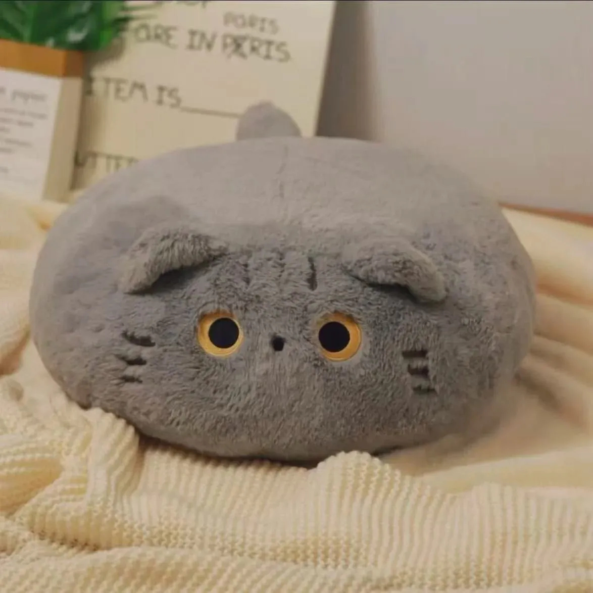 Cute Cat Plush Cushion Pillow Stuffed Plushie Soft Sofa Seat Chair Back Doll Office Dorm Bedroom Gift for Kids Girls
