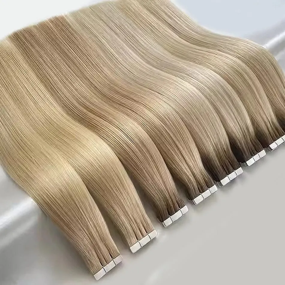 Double Drawn European Wholesale Tape in Extensions Invisible Cuticle Aligned Remy Tape in Hair Extensions 100% Human Hair — image 2