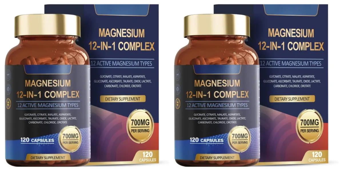Magnézium-glicinát 12 az 1-ben Komplex alvás- és hangulattámogatás Az izmok és csontok egészségét citrát-malát-taurát 120 kapszula, nem GMO