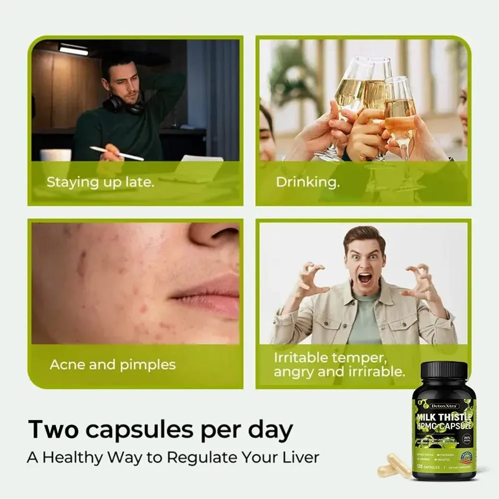 Milk Thistle Liver Cleanse Detox Health Supplement Supports Healthy Liver Function Men & Women Boosts Immunity Antioxidant