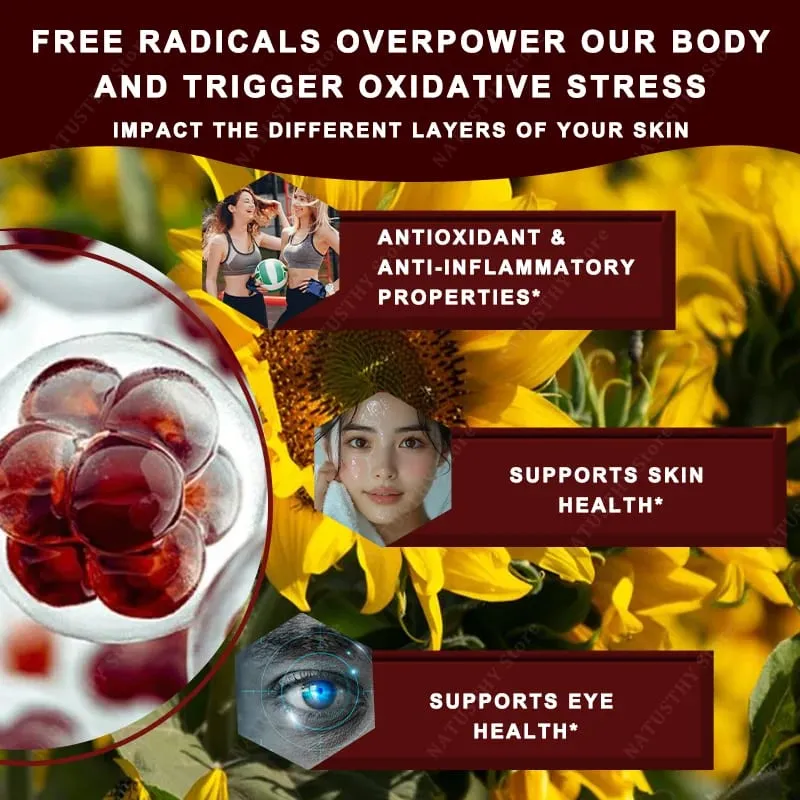 Liposomal Astaxanthin Capsules 24mg for Brain Heart Vitality Skin Joint Eye Immune Health
