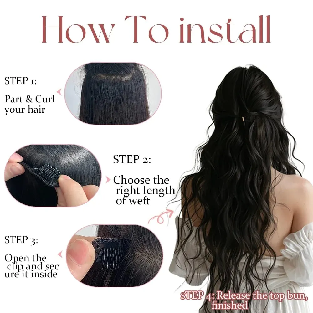 160g Thick PU Clip in Human Hair Extensions Seamless Weft Tape Clip on for Thick Raw Hair Invisible Hair Extensions