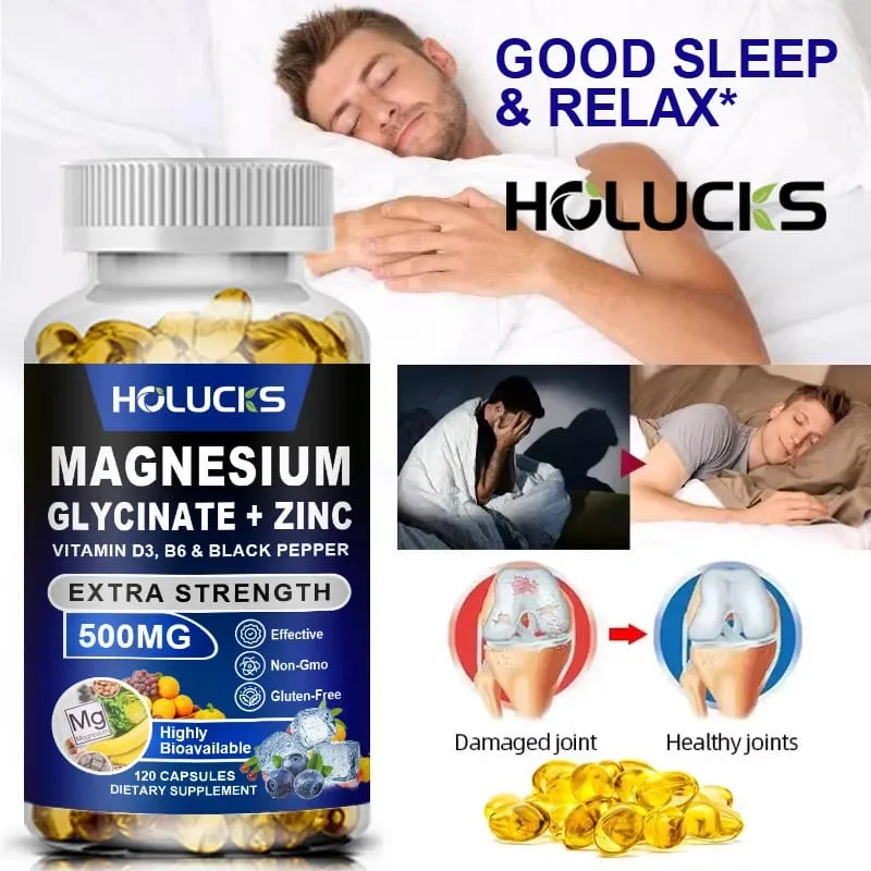 Magnesium Glycinate & Zinc Supplement for Muscle Joint Bone Enzyme & Heart Health Support Immune Relaxation Mood