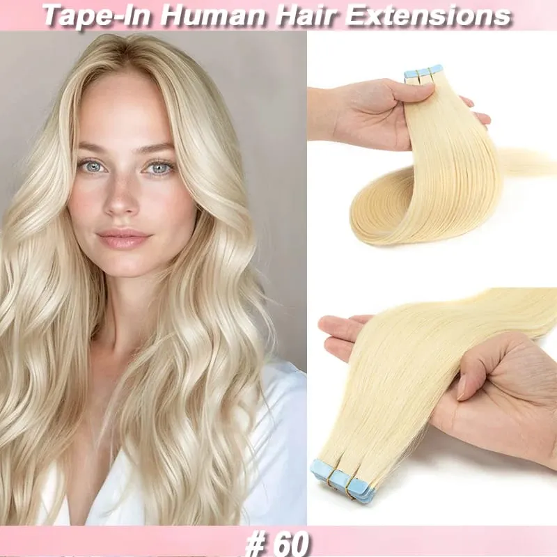 Invisible Tape-In Hair Extensions Straight Human Hair Seamless Invisible Skin Weft Design Smooth Soft Natural Texture No Frizz Easy To Wear — image 1
