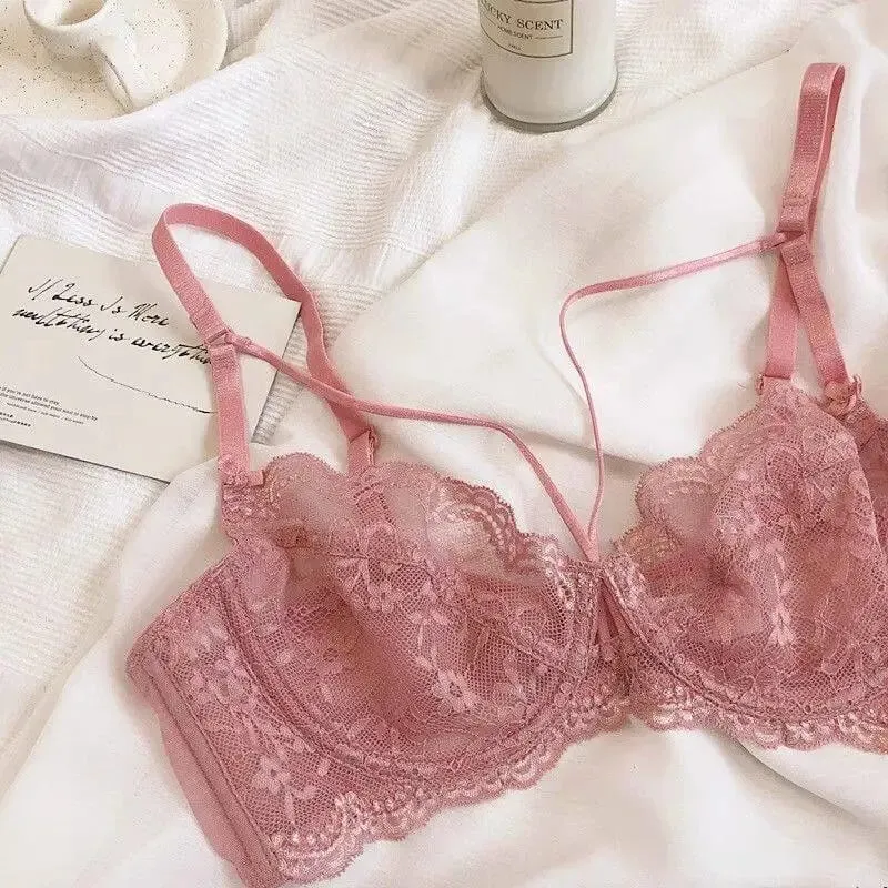 Ladies New Thin Lace Lingerie Set Soft Underwire Bra Push Up Support Bust Minimizing Anti Sagging Soft Comfort Wear 32-42 — image 8