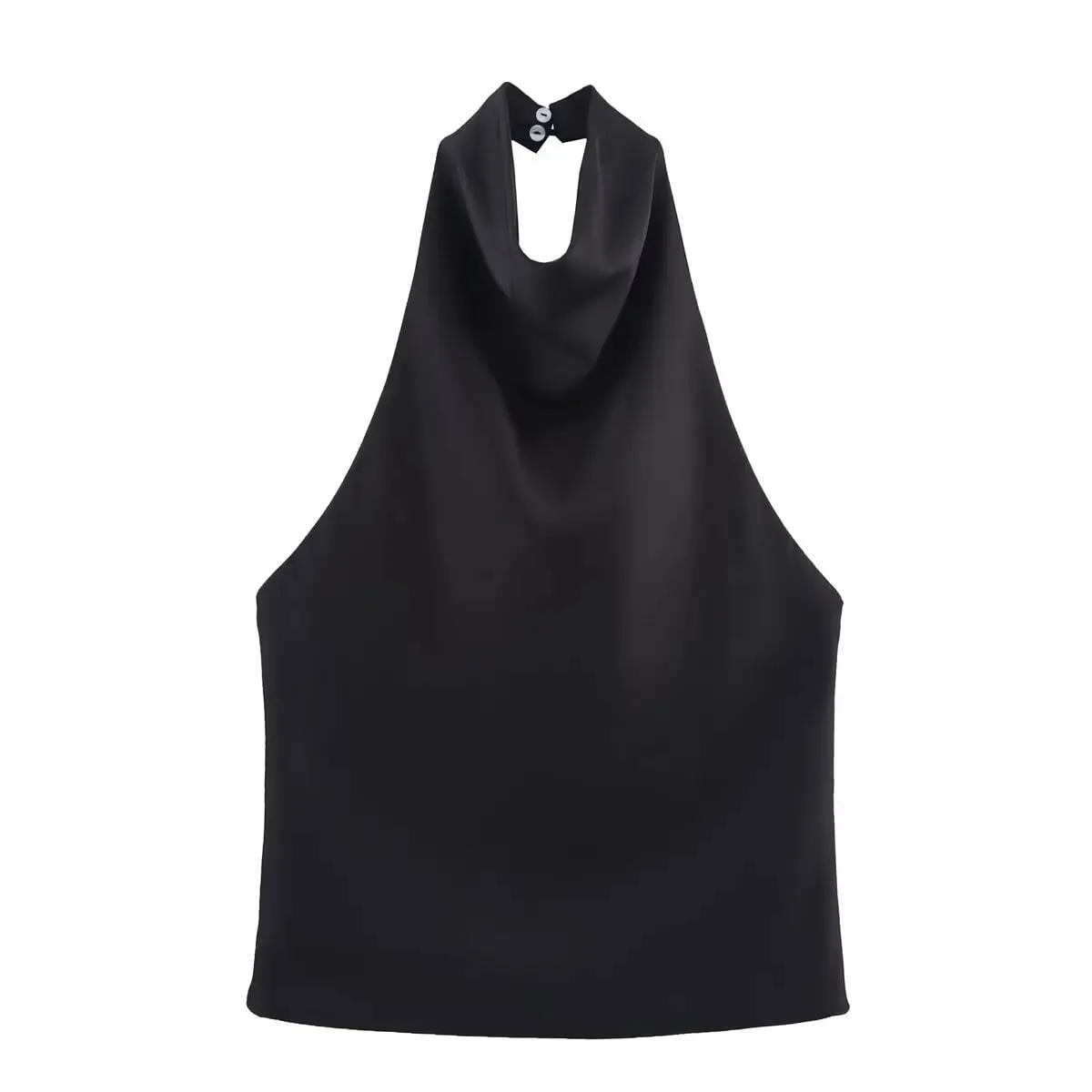 Women's Satin Halter Neck Sleeveless Top Summer Elegant Draped Collar Blouse Smooth Chic Office Party Wear Evening Outings
