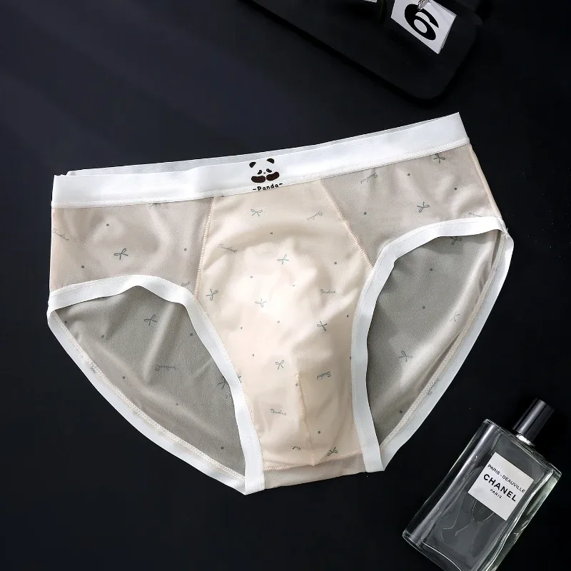 Men's Briefs Ultra-Thin Ice Silk Seamless Panties Floral U Convex Pouch Underwear Sissy Lingerie Transparent Underpants — image 3