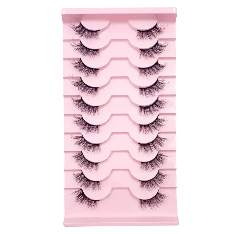 3D Cat Eye Lashes Half Eyelashes 10Pairs Half Lashes Natural Clear Stem False Eyelash Extension Makeup Faux Cils maquiag