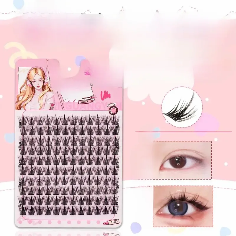 60 Clusters of Brown Natural Fox-Style Cat Eye False Eyelashes Makeup Tools Natural Segmented Eyelash Bundles Makeup Tools — image 5