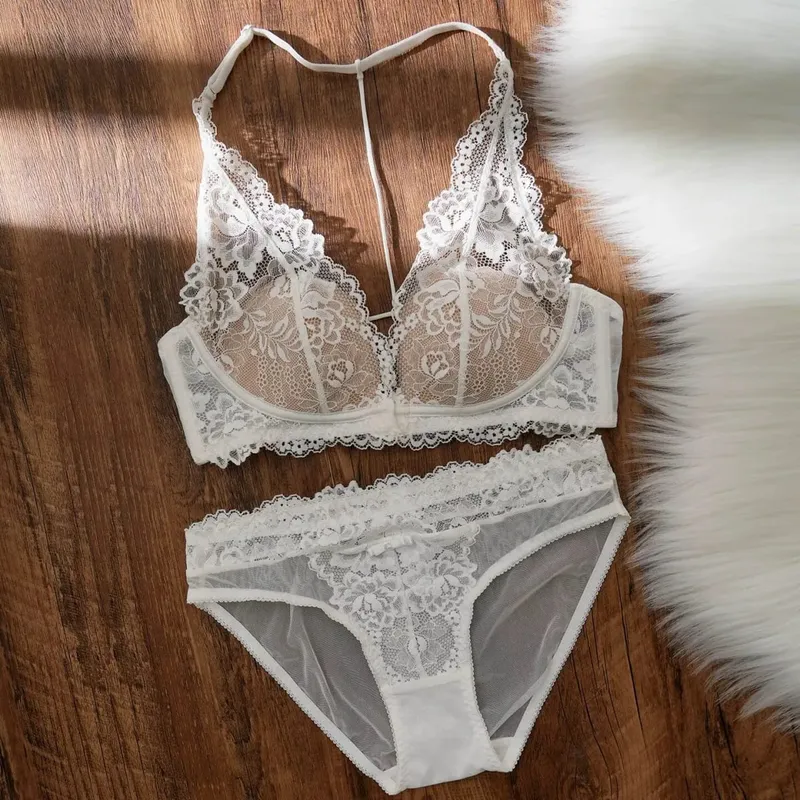 French Lace Halter Neck Bralette Women Wire Free Thin Cup Push Up Anti Sagging Small Bust Sexy Pure Desire Daily Lingerie 32-38 — image 8