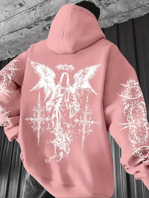Estilo gótico anjo impressão hoodies homens mulheres ao ar livre rua casual esporte tendência hip-hop casal de manga longa outono inverno moletom