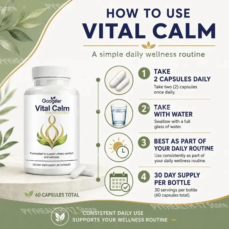 Googeer Vital Calm Capsules for Adult Urinary Wellness Support and Comfort with Magnesium and Cranberry Extract 60 Capsules