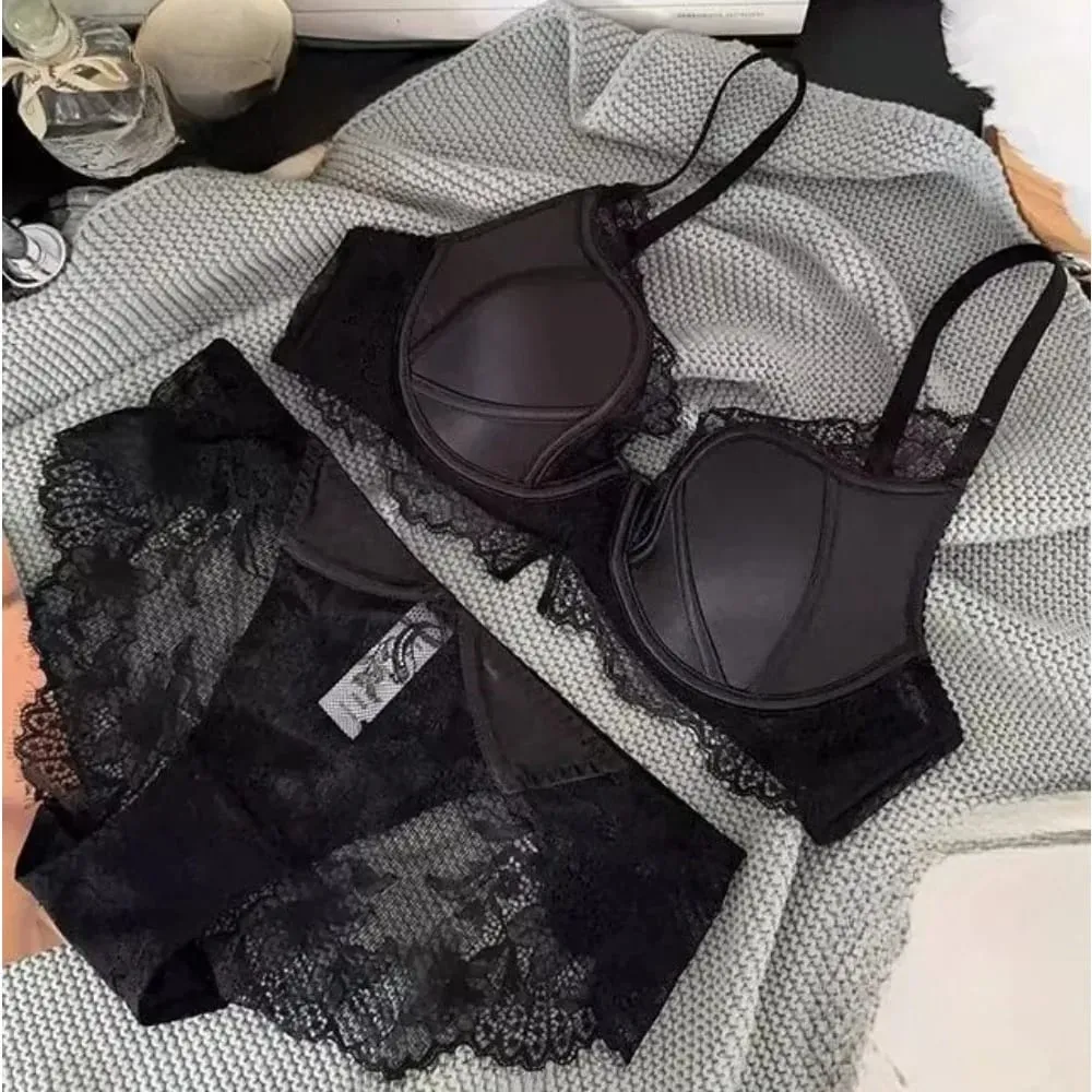 Satin Lace Push Up Bra Women Sexy Thin Breathable Minimizer Full Coverage Anti Sagging Wireless Lift Lingerie 32-38AB