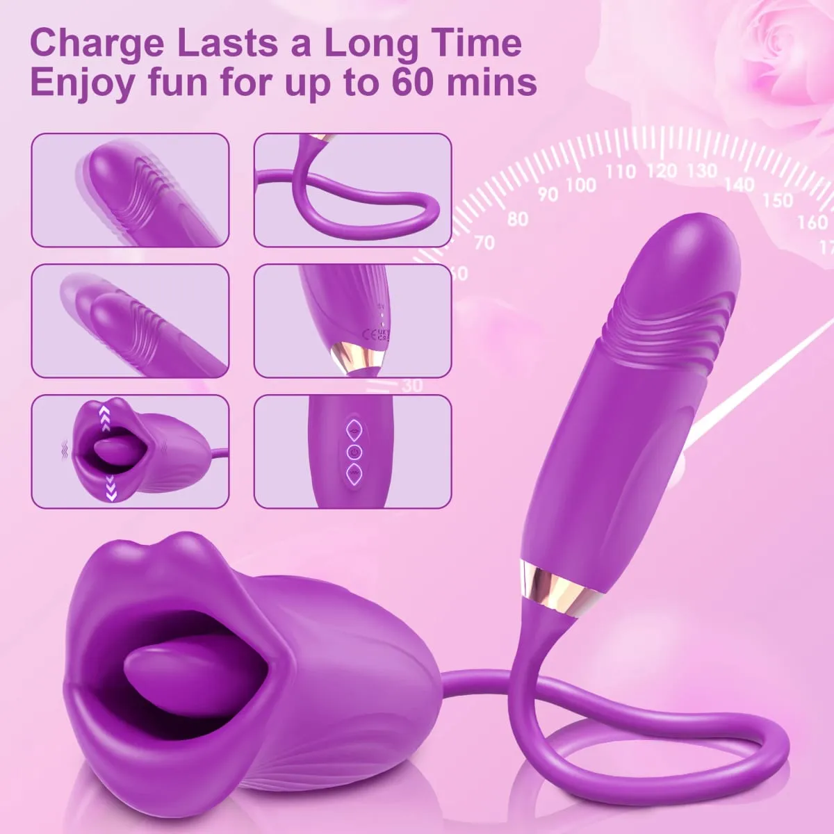 Rose-Thrusting Sucking Vibrator For Women G-spot Dildo Nipple Anal Stimulator Licking Vibrators Adult Sex Toy Games Man Couples — image 6