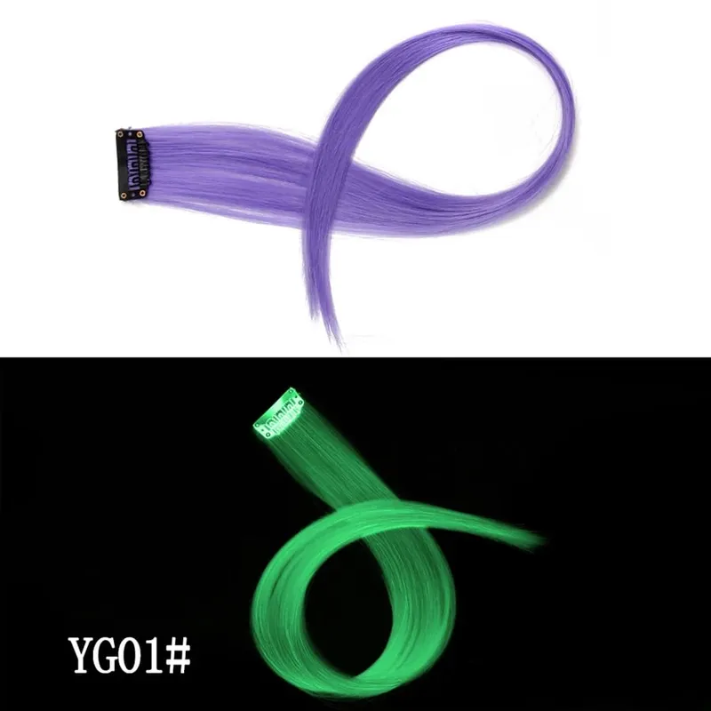 Leeons Clip In One Piece Przedłużanie włosów Prosto Ombre Fioletowy Niebieski Różowy Przedłużanie włosów Kobiety Syntetyczne sztuczne sztuczne włosy