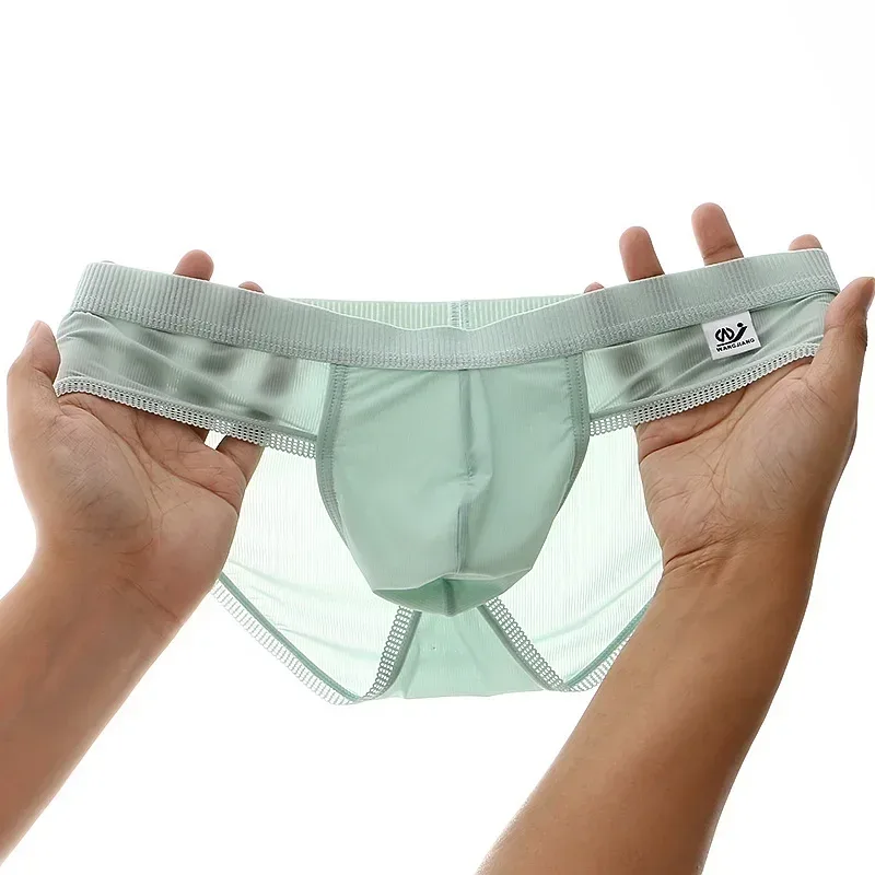 Men's Ice Silk Seamless Briefs Ultra-Thin Breathable Underwear with Sexy U Convex Pouch Mid-Waist Comfortable Summer Shorts — image 15