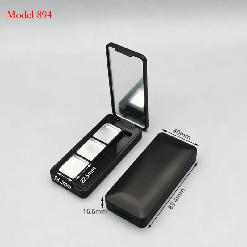 Batch Sale Price For Square 2/3/4/5/6/9/12 Colors Black Plastic Empty Eye Shadow Palette Blusher Powder Container