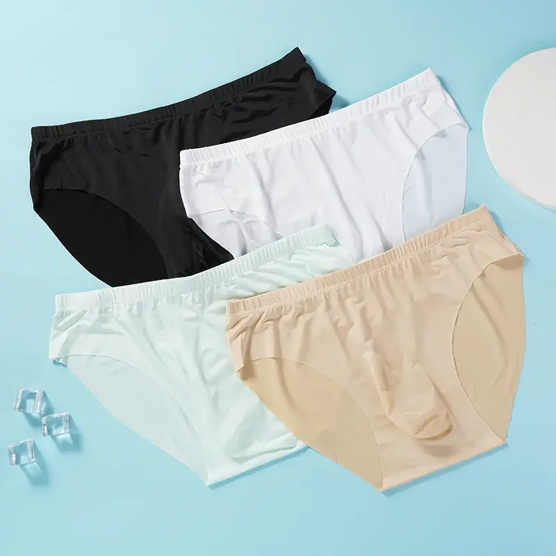 5 pares/lote calcinha ultrafina masculina cuecas de seda gelo verão transparente sem costura sexy de secagem rápida cueca respirável — image 1